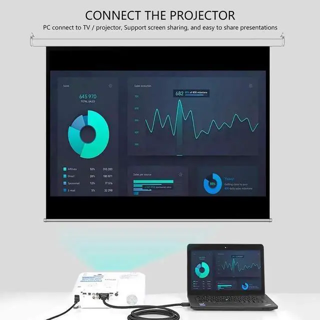 Alt view image 7 of 7 - JAENFONG HDMI to VGA, Gold-Plated HDMI to VGA 6 Feet Cable (Male to Male) Compatible for Computer, Desktop, Laptop, PC, Monitor, Projector, HDTV, Raspberry Pi, Roku, Xbox and More