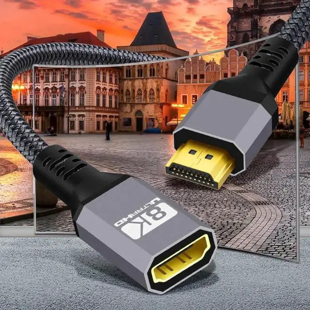 Alt view image 2 of 7 - JAENFONG  HDMI 2.1 Cable HDMI UHD 8K 60hz 4K 120hz 48Gbs Male to Female Extension Cable with Audio 3D HDMI Cord 1.5M