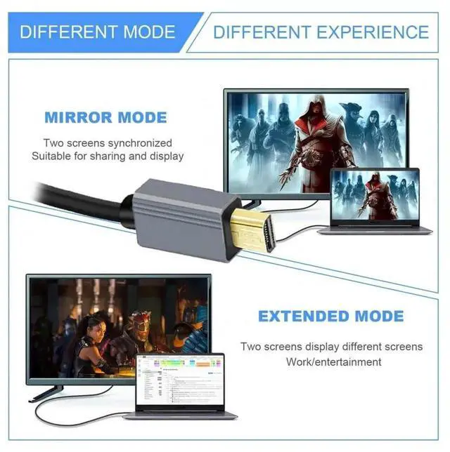 Alt view image 3 of 7 - JAENFONG  Cable Micro HDMI 2.1 Male to HDMI Male 8K 60hz Stretch Coiled Cable for HDTV Camera Laptop Monitor (100cm)