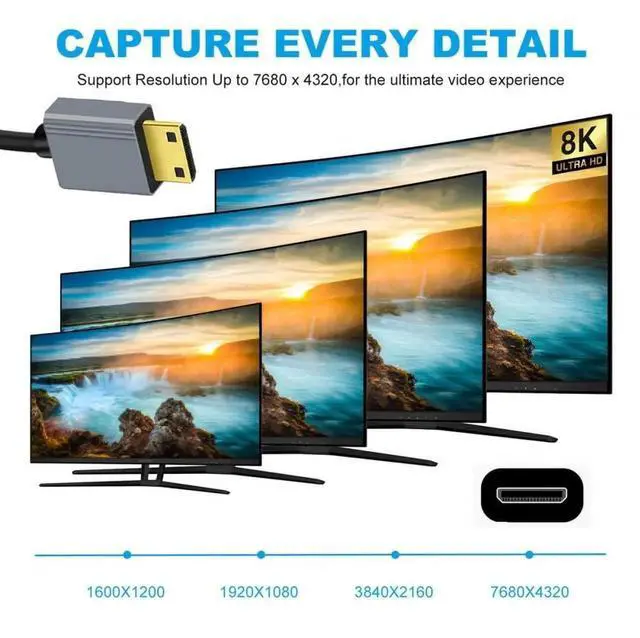 Alt view image 2 of 7 - JAENFONG  Cable Mini HDMI 2.1 Male to HDMI Male 8K 60hz Stretch Coiled Cable for HDTV Computer Laptop Monitor (100cm)
Be the first to review this product...