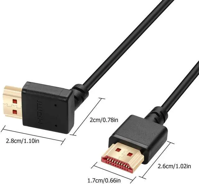 Alt view image 2 of 7 - JAENFONG  8K HDMI 2.1 Right Angle Cable 6.6FT 90 Degree 48Gbps High Speed HDMI Male to Male Cable for 4K@120Hz 8K@60Hz 2K@240Hz (Down Angle)