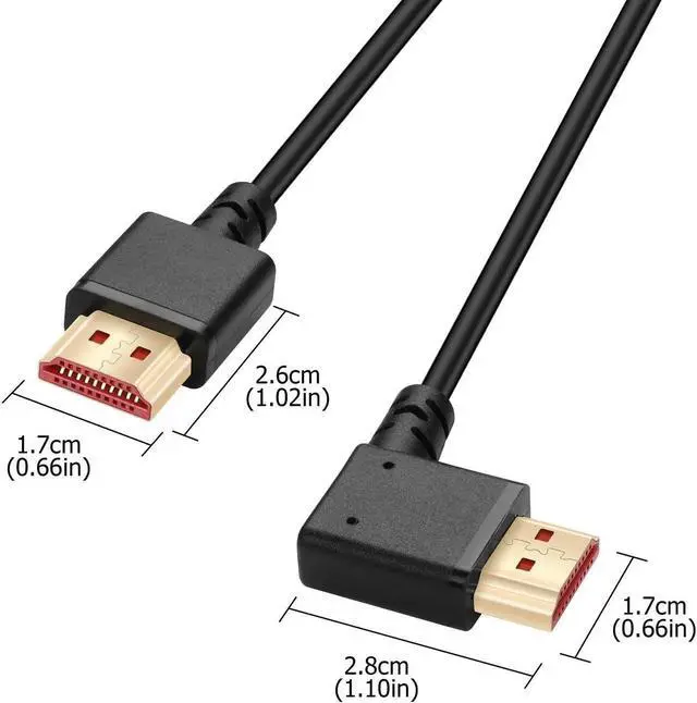 Alt view image 6 of 7 - JAENFONG   8K HDMI 2.1 Right Angle Cable 6.6FT 90 Degree 48Gbps High Speed HDMI Male to Male Cable for 4K@120Hz 8K@60Hz 2K@240Hz (Right Angle)