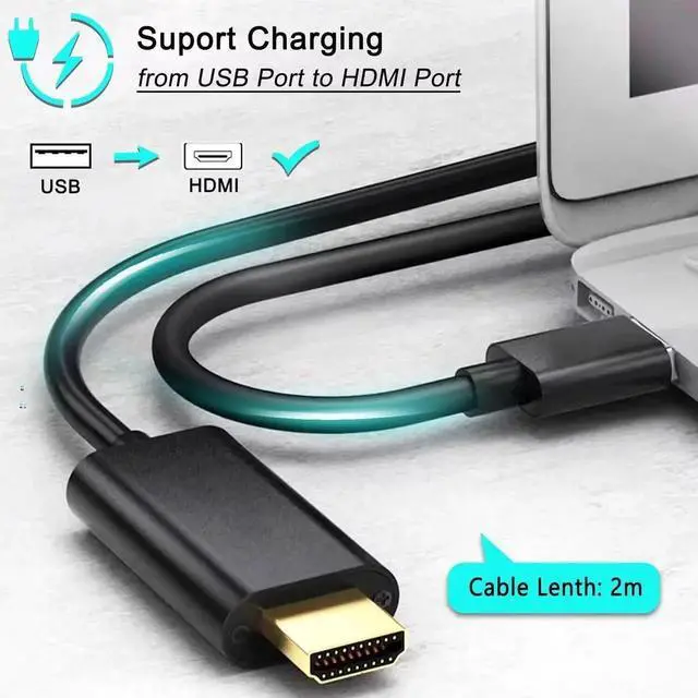 Alt view image 2 of 7 - JAENFONG  6.6FT USB to HDMI Adapter Cable, USB 3.0 to HDMI Male 1080P HD Monitor Display Audio Video Converter Cable Cord Supports Windows 7/8/8.1/10