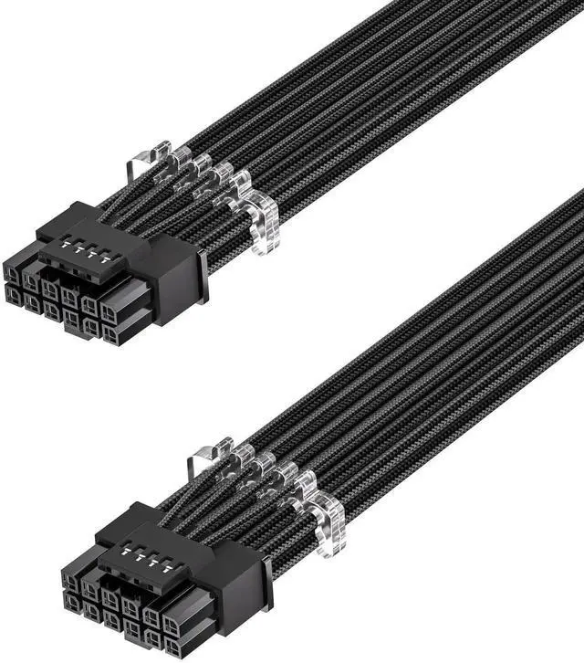 Main image of JAENFONG PCIe 5.1 16Pin GPU Power Cable - 70cm 12V-2x6 PSU Sleeved Cable 600W Male to Male 12VHPWR for Geforce RTX 5090 5080 5070ti 3090Ti 4070 Ti 4080 4090 5070 to ATX 3.1 Modular PSU (Black)