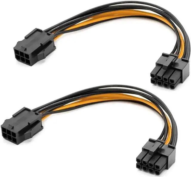 Alt view image 3 of 3 - 2 Pack Graphics Card 6 Pin to 8 Pin PCIe Adapter Power Cable (GPU Video Graphics Card Power Cable) 7.8 Inch