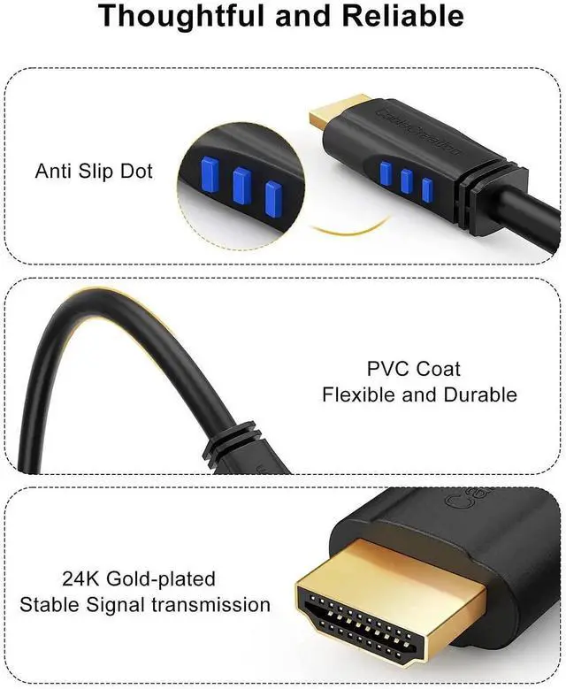 Alt view image 6 of 7 - JAENFONG  6ft 4K HDMI Cable - Right Angle 90 Degree, Male to Male Cable for Ultra HD 4K@60Hz, 3D Video