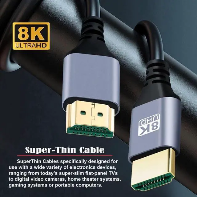 Alt view image 3 of 6 - JAENFONG  HDMI 2.1 Cable HDMI Type A Male to Male 8K 4K HDTV Extension Cable 2.0M