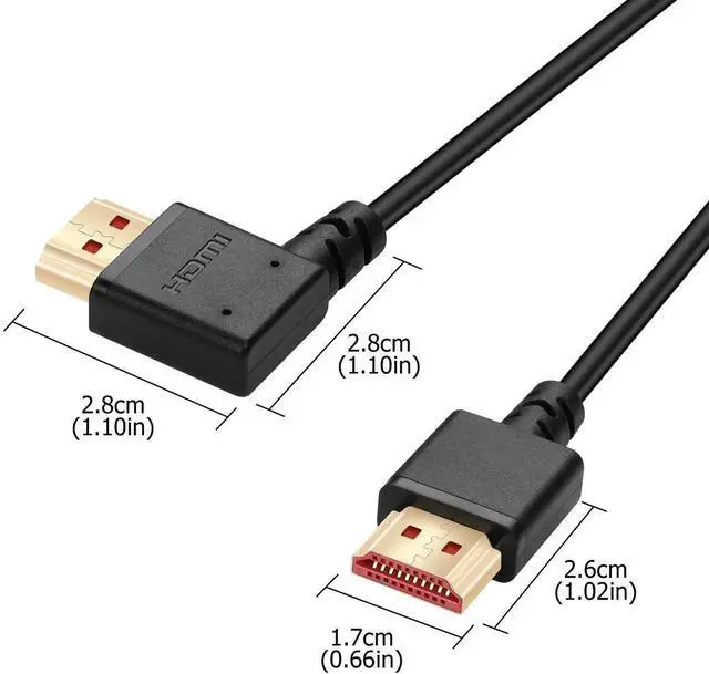Alt view image 3 of 7 - JAENFONG  8K HDMI 2.1 Right Angle Cable 6.6FT 90 Degree 48Gbps High Speed HDMI Male to Male Cable for 4K@120Hz 8K@60Hz 2K@240Hz (Left Angle)