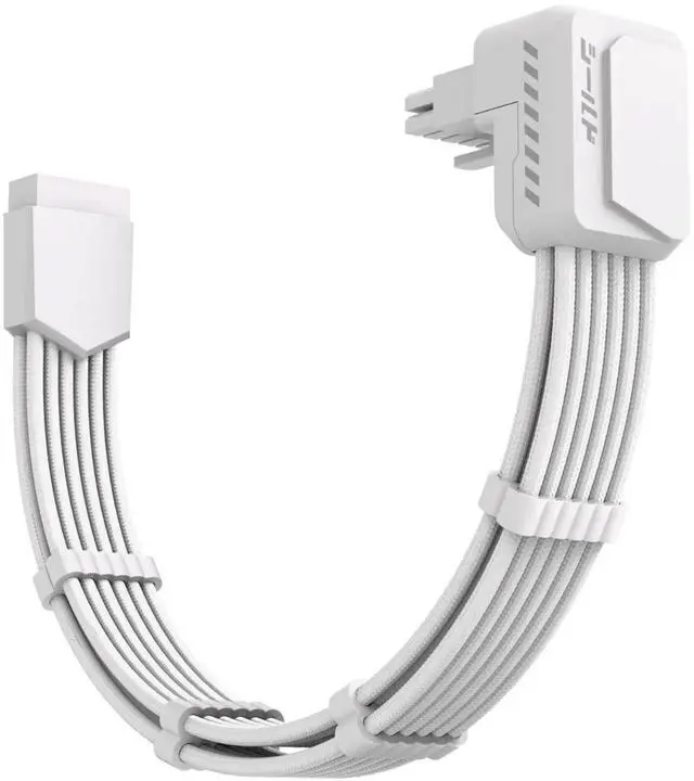 Main image of JAENFONG Shield PCIE 5.1 GPU Extension Cable with 90 Degree 12V-2x6 Angle Adapter,16pin (12+4) 12VHPWR PCIe 5.1 PSU Cable Extension for RTX 40/50 Series with Combs-Reverse Type-White