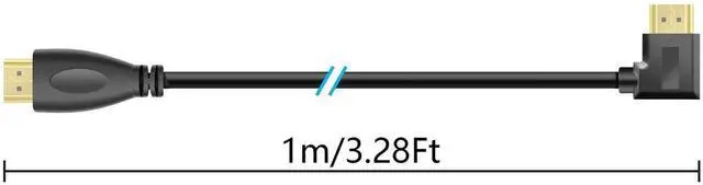 Alt view image 3 of 7 - JAENFONG   90 Degree HDMI Extension Cable 3Ft Gold Plated 270 Degree Angle 4K HDMI 1.4 Cable Supports Ethernet, 3D, 4K and Audio Return (Left Angle)