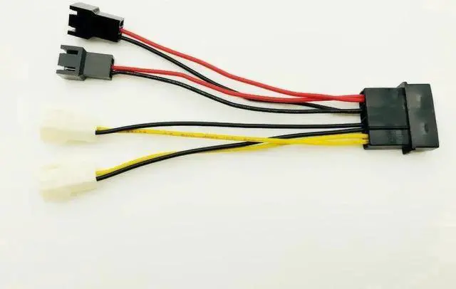 Alt view image 3 of 5 - JAENFONG 5PCS Computer Fan Power Cable 4Pin Molex to Four 3Pin Power Cable Adapter Connector 12v*2 or 5v*2 for CPU PC Case Fan Cables