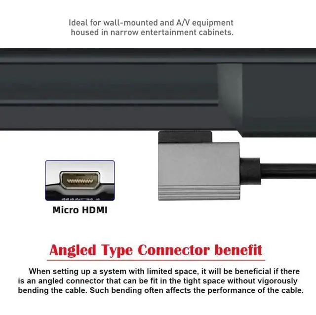 Alt view image 4 of 7 - JAENFONG  Cable Micro HDMI 2.1 Male to HDMI Male 8K 60hz Stretch Coiled Cable Right Angled 90 Degree for HDTV Camera Laptop Monitor