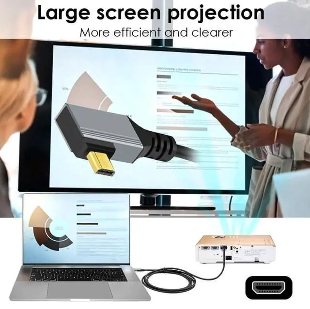 Alt view image 5 of 7 - JAENFONG  Cable Micro HDMI 2.1 Male to HDMI Male 8K 60hz Stretch Coiled Cable Right Angled 90 Degree for HDTV Camera Laptop Monitor