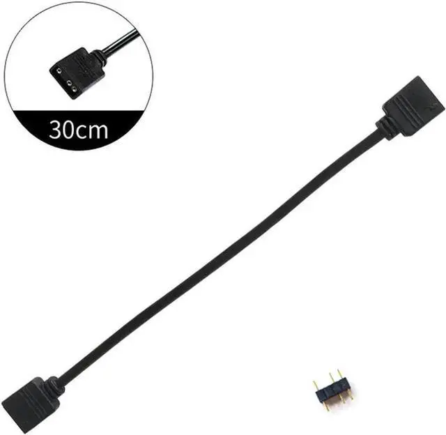 Alt view image 2 of 3 - JAENFONG 5 Pack 5V 3-Pin RGB Female to Female RBW LED Strip Extension Cable w/ Gender Changer Adapter - 1 Foot