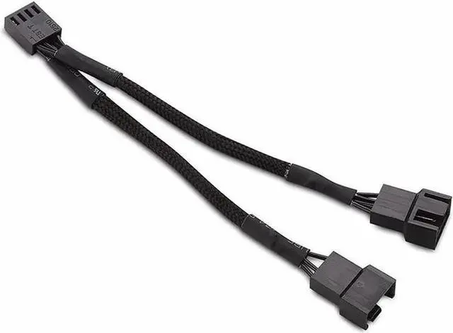 Main image of JAENFONG Black Net Jacket Sleeved 6 inch 1 to 2 Motherboard PWM Fan 4-pin Power Splitter Hub Adapter Cable