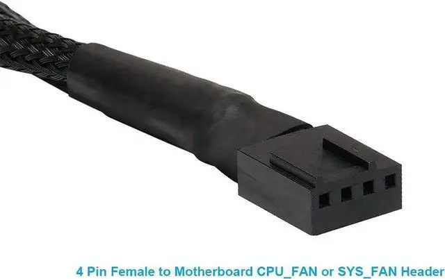 Alt view image 5 of 7 - JAENFONG PWM Fan Splitter Cable 1 to 2, Black Sleeved 2 Way PC Fan Extension Cable Compatible with Computer 3 Pin & 4 Pin CPU / Case Fans, 10 Inch, 2 Pack