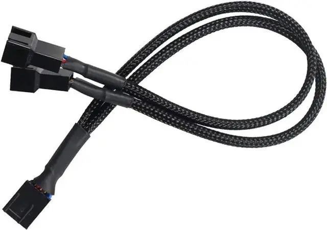 Alt view image 6 of 7 - JAENFONG PWM Fan Splitter Cable 1 to 2, Black Sleeved 2 Way PC Fan Extension Cable Compatible with Computer 3 Pin & 4 Pin CPU / Case Fans, 10 Inch, 2 Pack