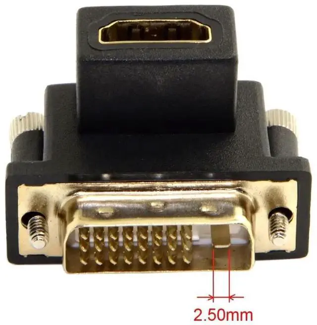 Alt view image 2 of 7 - JAENFONG  HDMI to DVI Adapter,DVI Male to HDMI Female 90 Degree Down Angled Gold Plating Bidirectional Converter Adapter for TV, Monitor, Computer