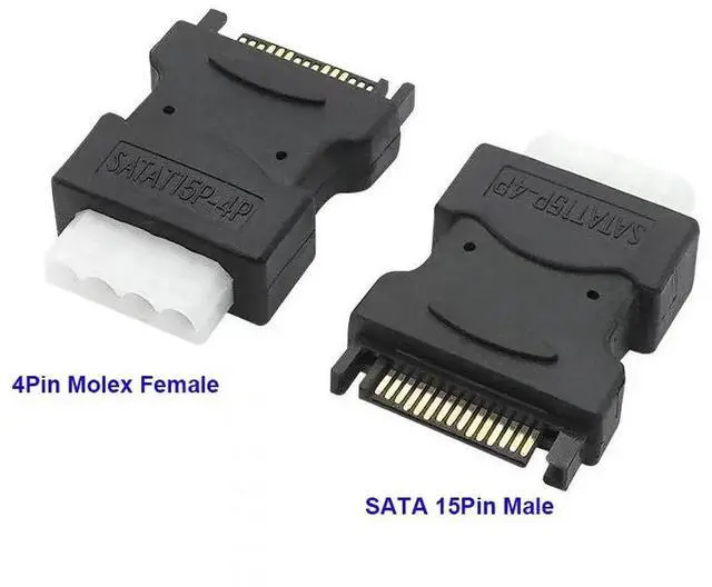 Alt view image 3 of 6 - SATA to Big 4PIN Male Converter to Male SATA 15PIN HDD Power Supply Adapter Hard Disk Female 4Pin Molex IDE Power Support Plug