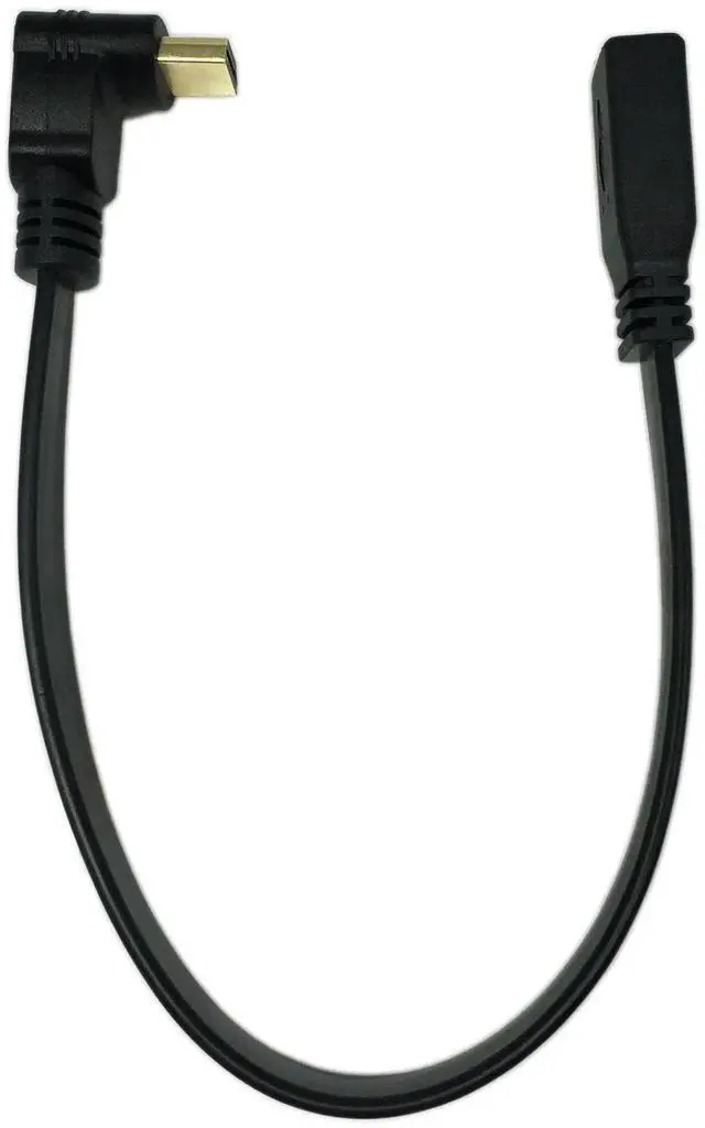 Alt view image 2 of 4 - JAENFONG 1FT Flat Slim High Speed HDMI Extension Cable A Female to 90 Degree Up Angle A Male Cable