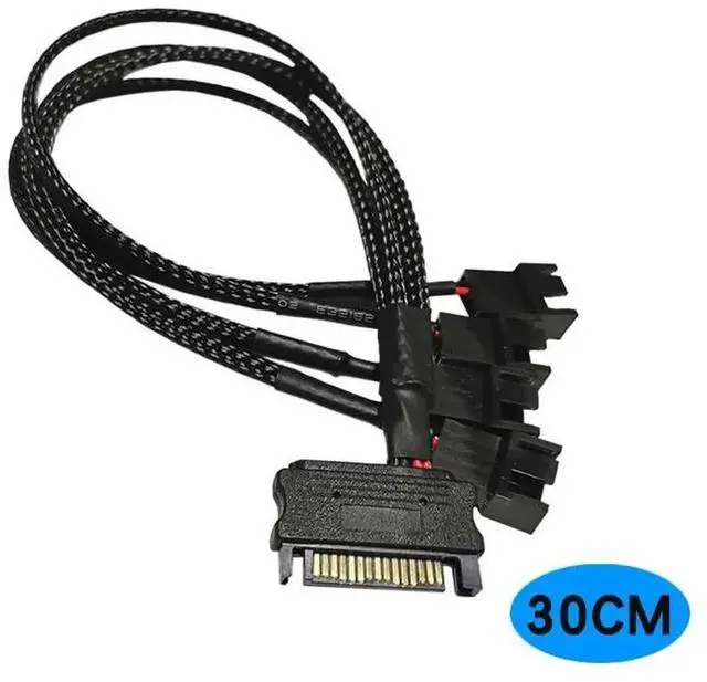 Alt view image 6 of 6 - Cable Splitter Converter for Computer Cooling Fan CPU Motherboard Extension Cable Wire SATA to 4Pin 3Pin Extend Cord Adapter