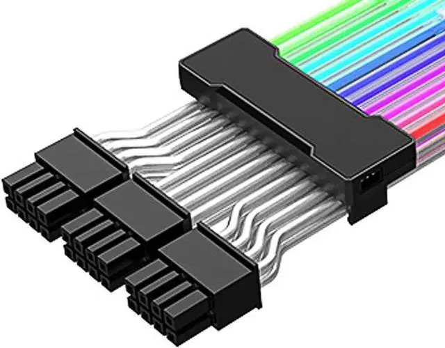 Alt view image 4 of 6 - JAENFONG ARGB 3x 8-Pin GPU Power Cable,PCIe 8 Pins 5V/3Pin Addressable RGB Power Extension Cables - ARGB Sync GPU Three 8Pin Internal Power Extension Cords -10.43 Inches