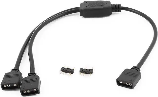 Alt view image 4 of 4 - JAENFONG 2 Pack 5V 3-Pin RGB 2-Way Female to x Female RBW LED Strip Splitter Cable,2 Port AURA RGB Lighting Hub w/ Gender Changer Adapter - 1 Foot
