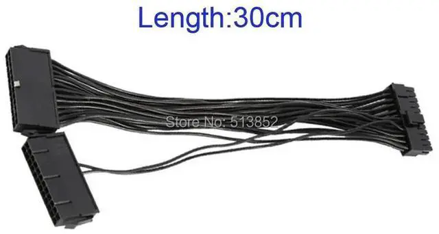 Alt view image 2 of 6 - 24Pin Power Supply Cable Synchronizer Male to Female ATX Mining 30cm Motherboard Dual PSU Extension Cable for Computer Adapter