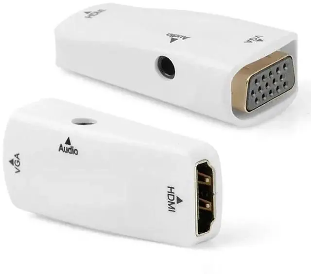 Main image of With HDMI to VGA Converter Female to Female Adapter Computer Laptop Game Player to HDTV Projector Monitor Audio 1080P Video Plug