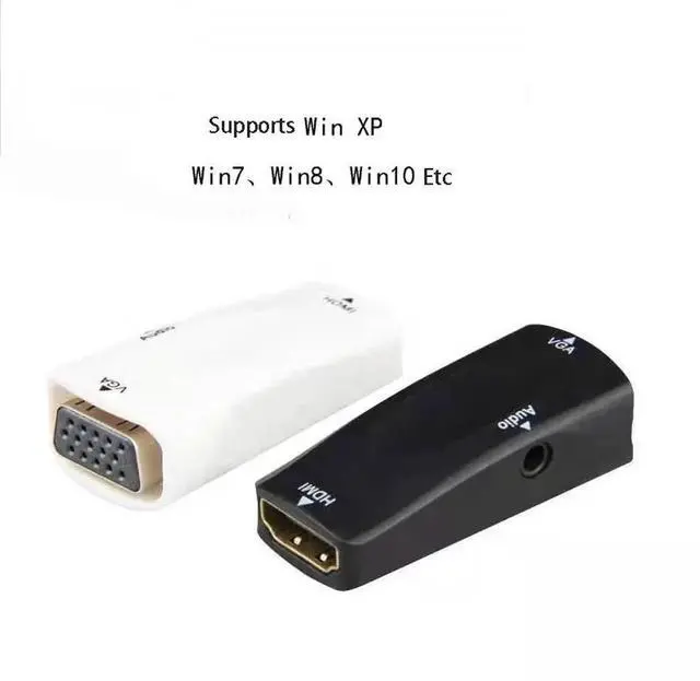 Alt view image 4 of 6 - With HDMI to VGA Converter Female to Female Adapter Computer Laptop Game Player to HDTV Projector Monitor Audio 1080P Video Plug