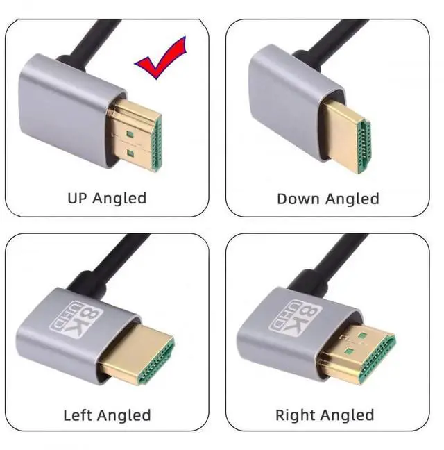 Alt view image 3 of 7 - JAENFONG   Cable HDMI 2.1 Ultra Thin HDTV Cable 8K 4K Hyper Super Flexible Slim Cord Up Angled to Up Angled 90 Degree Type-A for Computer HDTV (50cm)