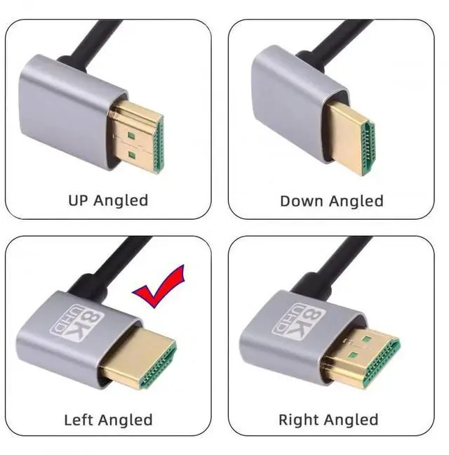 Alt view image 7 of 7 - JAENFONG Cable HDMI 2.1 Ultra Thin HDTV Cable 8K 4K Hyper Super Flexible Slim Cord Left Angled to Left Angled 90 Degree Type-A for Computer HDTV (50cm)