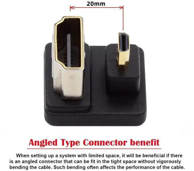 Alt view image 2 of 7 - JAENFONG  4K Cable 360 Degree Up Opposite U Shape Back Angled Micro HDMI 1.4 Male to HDMI Female Extension Adapter Converter
