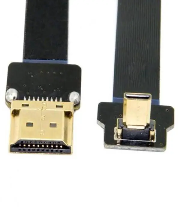 Alt view image 5 of 7 - JAENFONG 90 Degree Up Angled FPV Micro HDMI Male to HDMI Male Flat Cable 50cm Compatible for FPV HDTV Multicopter Aerial Photography Support 1080p 60h