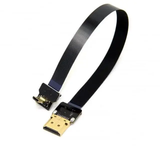 Alt view image 6 of 7 - JAENFONG 90 Degree Up Angled FPV Micro HDMI Male to HDMI Male Flat Cable 50cm Compatible for FPV HDTV Multicopter Aerial Photography Support 1080p 60h