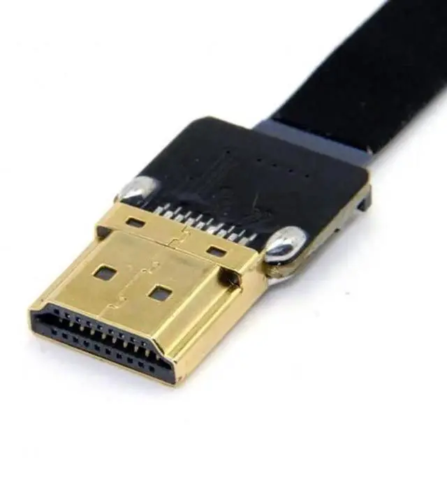 Alt view image 7 of 7 - JAENFONG 90 Degree Up Angled FPV Micro HDMI Male to HDMI Male Flat Cable 50cm Compatible for FPV HDTV Multicopter Aerial Photography Support 1080p 60h