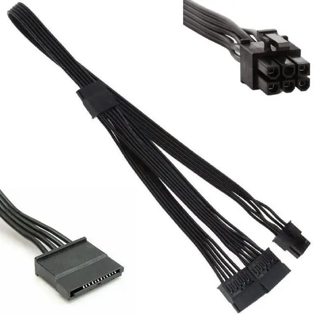 Main image of JAENFONG Sata Cables 6-Pin Male to 3X 15-Pin Female Sata Adapter Power Supply Cable for Some Types of C.orsair Modular PSUs 20-in for C.orsair Series