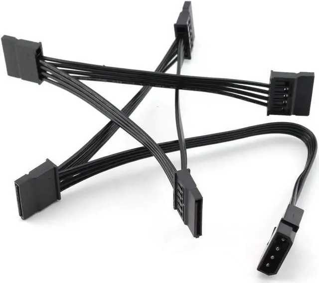 Main image of JAENFONG 1pcs IDE to SATA Power Cable IDE Large 4 Pin to PC Server Hard Drive 15 Pin SATA Power Supply Adapter Converter Cable Cord 18AWG Wire SATA Extension Cable 1 to 5 Splitter Black