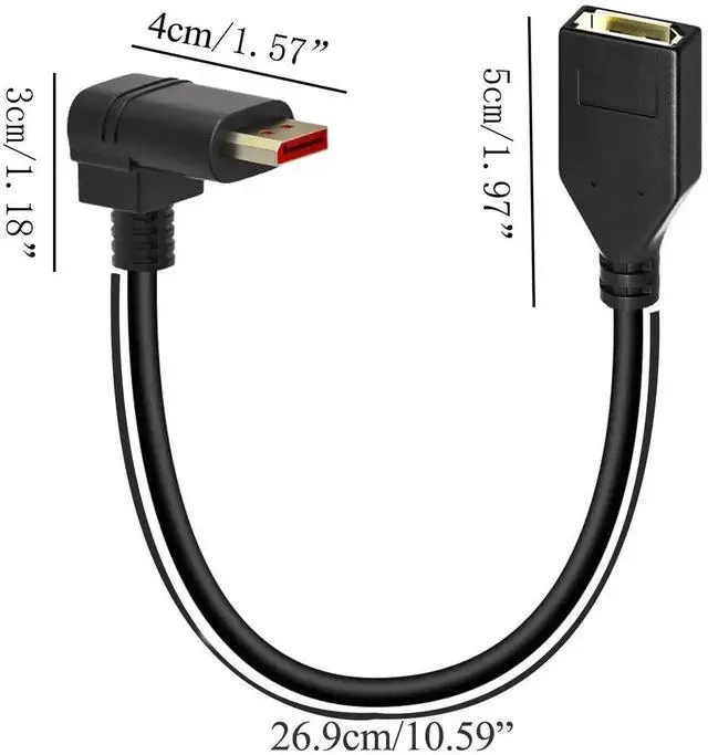 Alt view image 4 of 7 - JAENFONG  8K/60Hz 90 Degree Angle Displayport 1.4 Extension Cable Displayport Male to Female Displayport 1.4 Cord Support 8K@60Hz,4K@144hz 0.3M/1FT