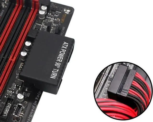 Alt view image 3 of 6 - JAENFONG ATX 24Pin Male to Female 90 Degree Power Adapter ATX 24 Pin L Turn Right Angled Power Adapter Board for Desktop Motherboard PC Power Supply