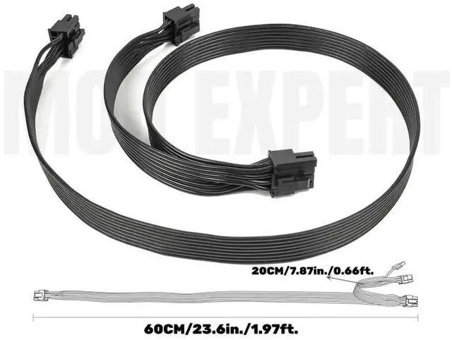 Alt view image 2 of 5 - PCIe Dual 8Pin 6+2Pin VGA GPU Power Cable ForCooler Master MWE & MWE V2/GX 550W 650W 750W 850W 1050W 1250W Modular Power, 18AWG