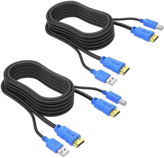 Main image of JAENFONG MT-VIKI 2 Packs USB HDMI KVM Cable 10ft 4K HDMI USB A to HDMI USB B Twin Cord for Standard KVM Switch 10ft