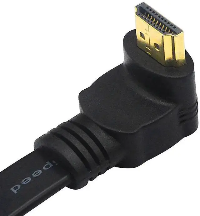 Alt view image 5 of 7 - JAENFONG  1FT Flat Slim High Speed HDMI Extension Cable A Female to 90 Degree Down Angle A Male Cord