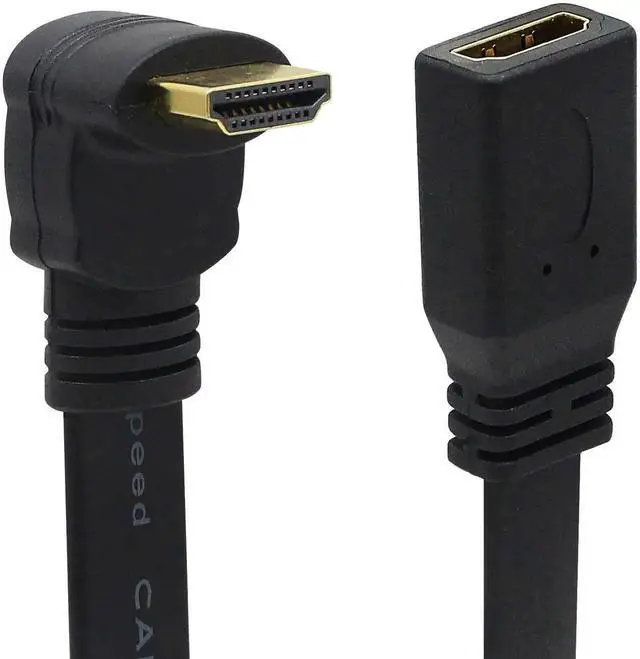 Alt view image 7 of 7 - JAENFONG  1FT Flat Slim High Speed HDMI Extension Cable A Female to 90 Degree Down Angle A Male Cord