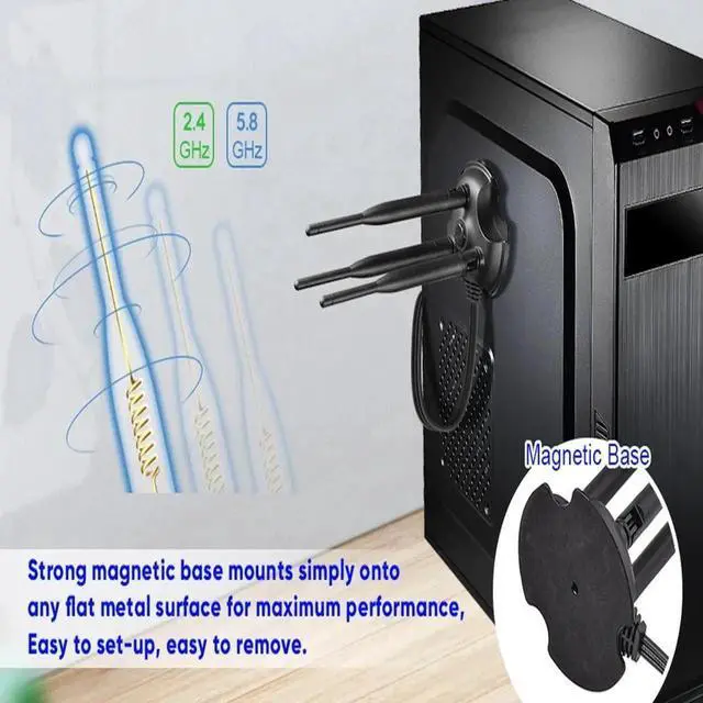 Alt view image 3 of 6 - 6dbi Dual Band 2.4GHz 5.8GHz Magnetic Base WiFi Antenna RP-SMA for Wireless Router Gateway PCI Express Network Cards