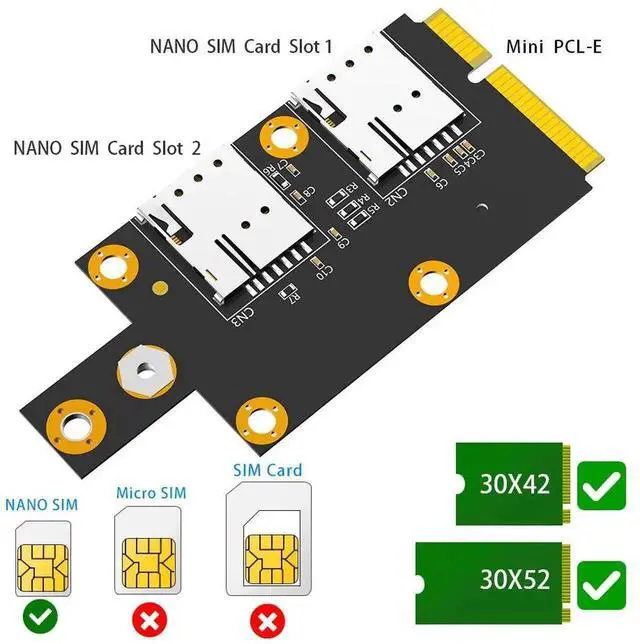 Alt view image 2 of 6 - M.2 Key B to Mini PCI-E Convert Card 3G 4G 5G Dual Nano SIM Card Push Connector WWAN Module M.2 Key B to USB2.0 Extend Adapter
