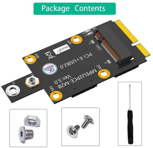 Alt view image 3 of 6 - M.2 Key B to Mini PCI-E Convert Card 3G 4G 5G Dual Nano SIM Card Push Connector WWAN Module M.2 Key B to USB2.0 Extend Adapter