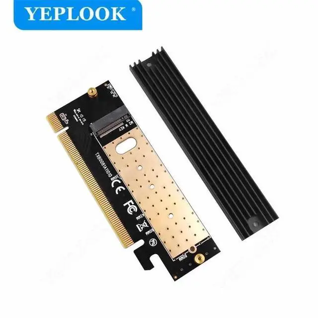 Alt view image 6 of 6 - PCIE 3.0 to M.2 NGFF NVME Adapter Card Support X4 X16 2280 2260 2242 2230 SSD M Key High Speed Adapter Riser Card with Heat Sink