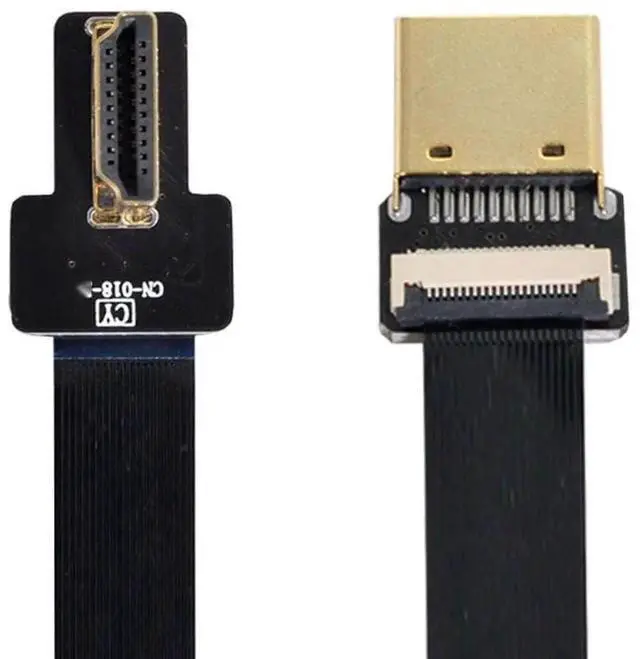 Alt view image 6 of 7 - JAENFONG  HDMI Type A Male to Male HDTV FPC Flat Cable for FPV HDTV Multicopter Aerial Photography 90 Degree Left Angled 0.2M