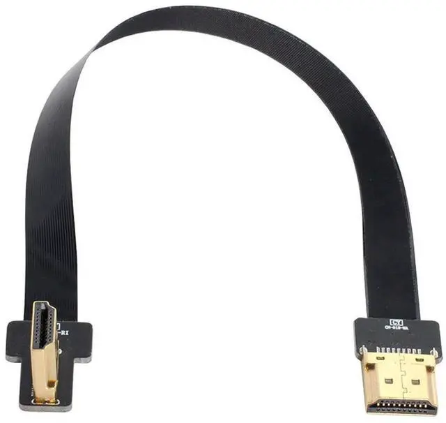 Alt view image 5 of 7 - JAENFONG  HDMI Type A Male to Male HDTV FPC Flat Cable for FPV HDTV Multicopter Aerial Photography 90 Degree Left Angled 0.2M